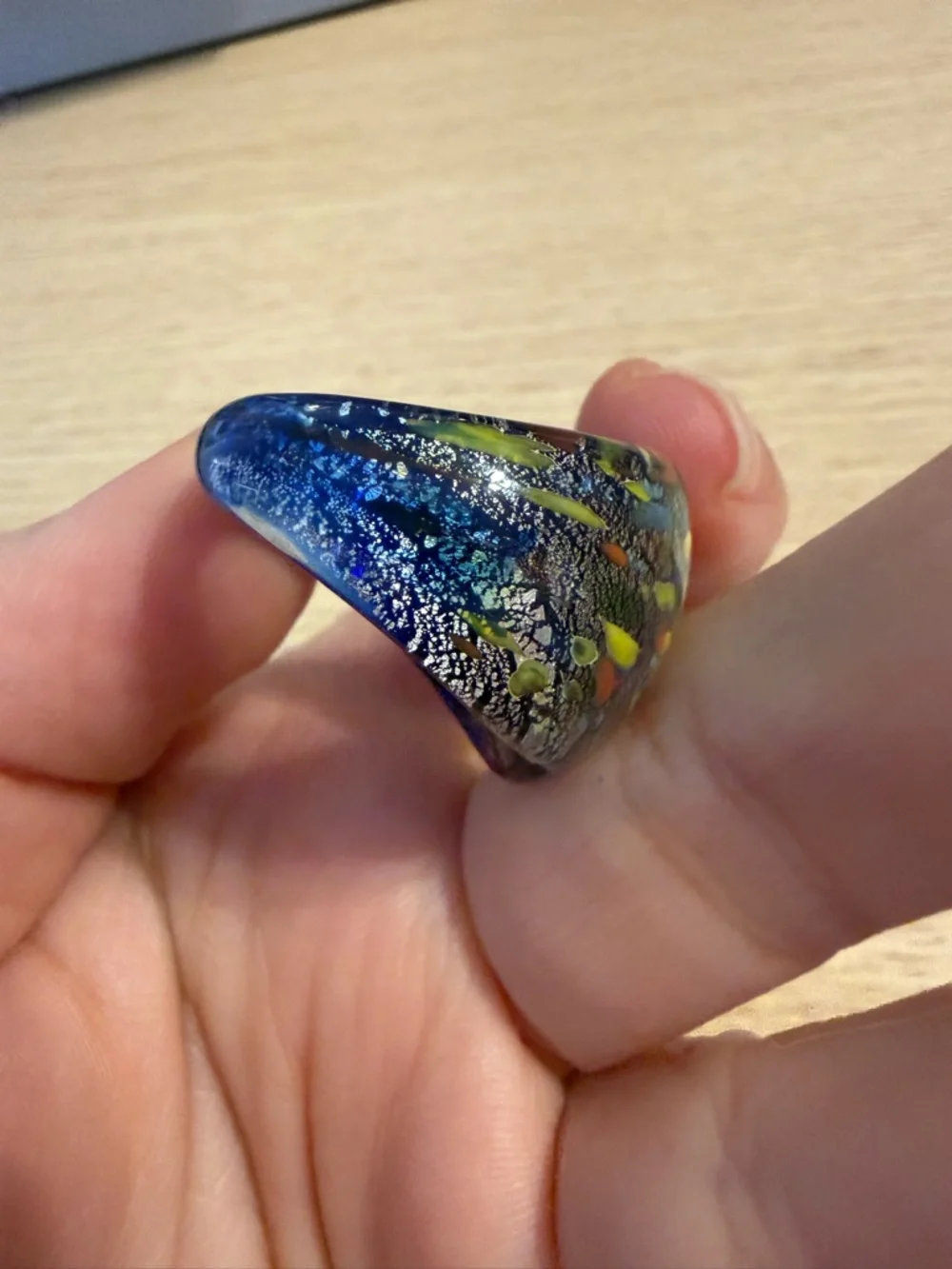 Multicolor Glass Statement Dome Ring‎